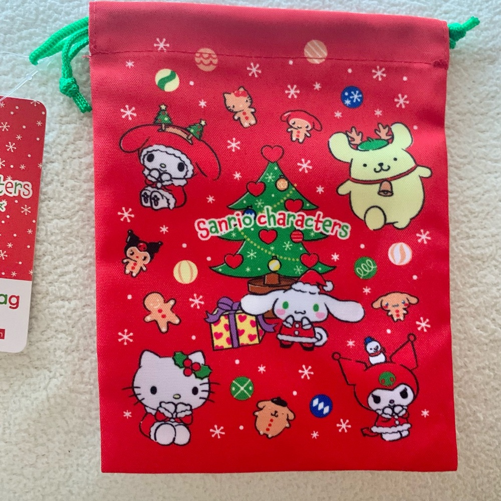 NWT Sanrio Characters Red Holiday Drawstring Bag